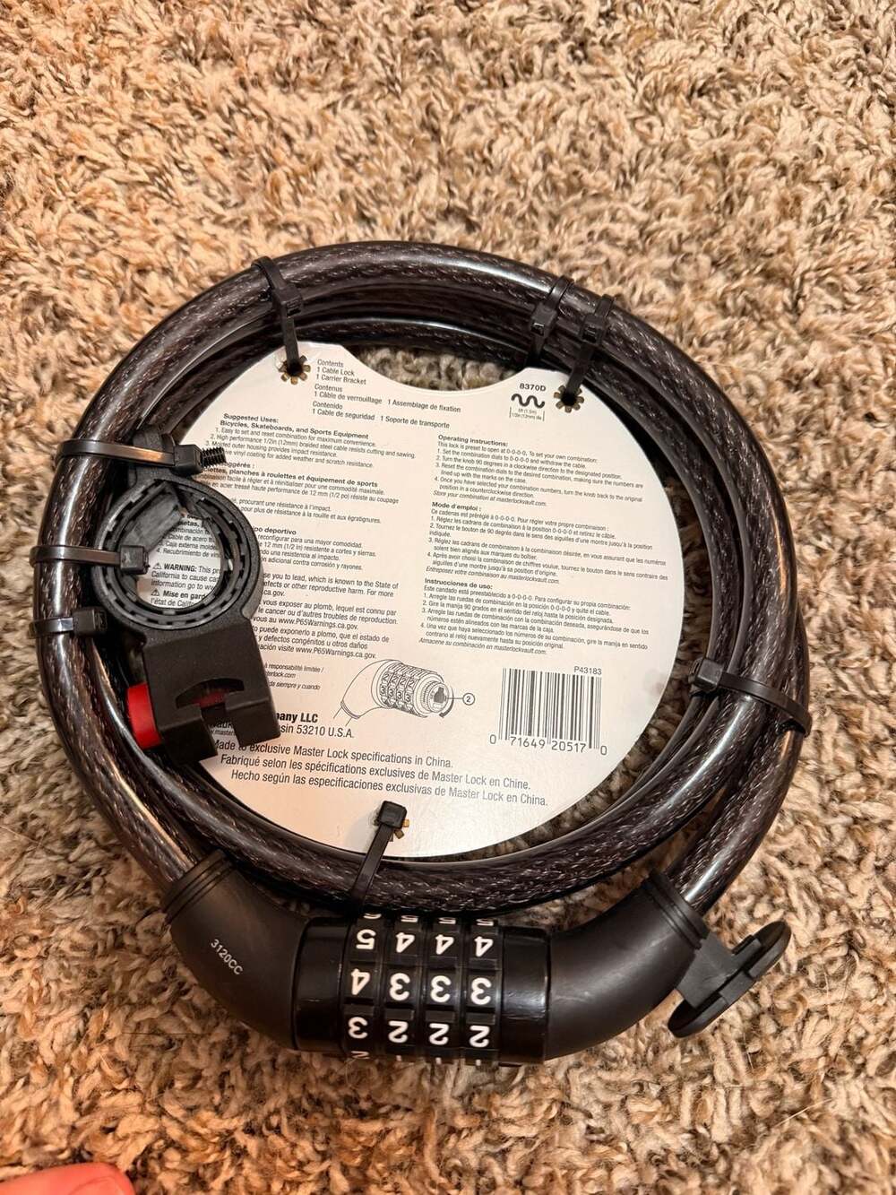 Master Lock Bike Security Cable Lock - Picture 2 of 2